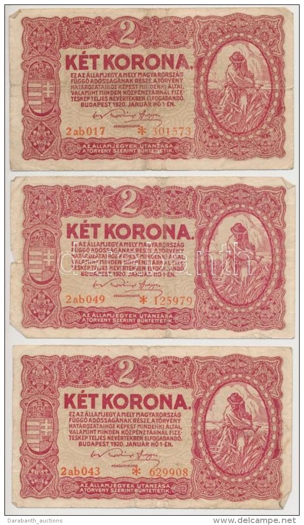 1920. 2K (6x) Mindegyik Csillagos Sorszámmal T:III,III-
Adamo K7/1e - Zonder Classificatie