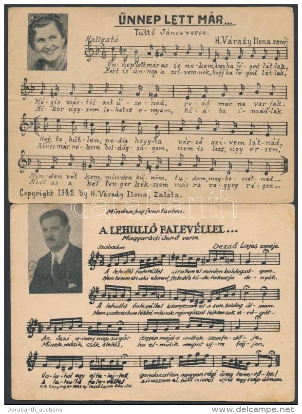 ** 8 Db RÉGI Kottás Képeslap / 8 Pre-1945 Motive Postcards; Sheet Music - Ohne Zuordnung