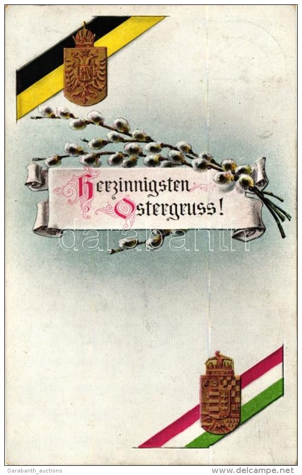 T2 Herzlichen Ostergruss/ Austrian, Hungarian Flag, Military Propaganda - Unclassified