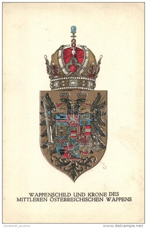 ** T2 Wappenschild Und Krone Des Mittleren Österreichischen Wappens / K.u.K. Coat Of Arms And Crown,... - Ohne Zuordnung