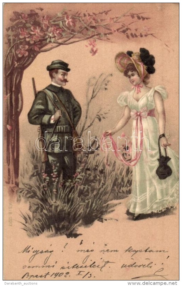 T2/T3 Hunter With Lady, M.S.i.B. 12917. Litho - Zonder Classificatie