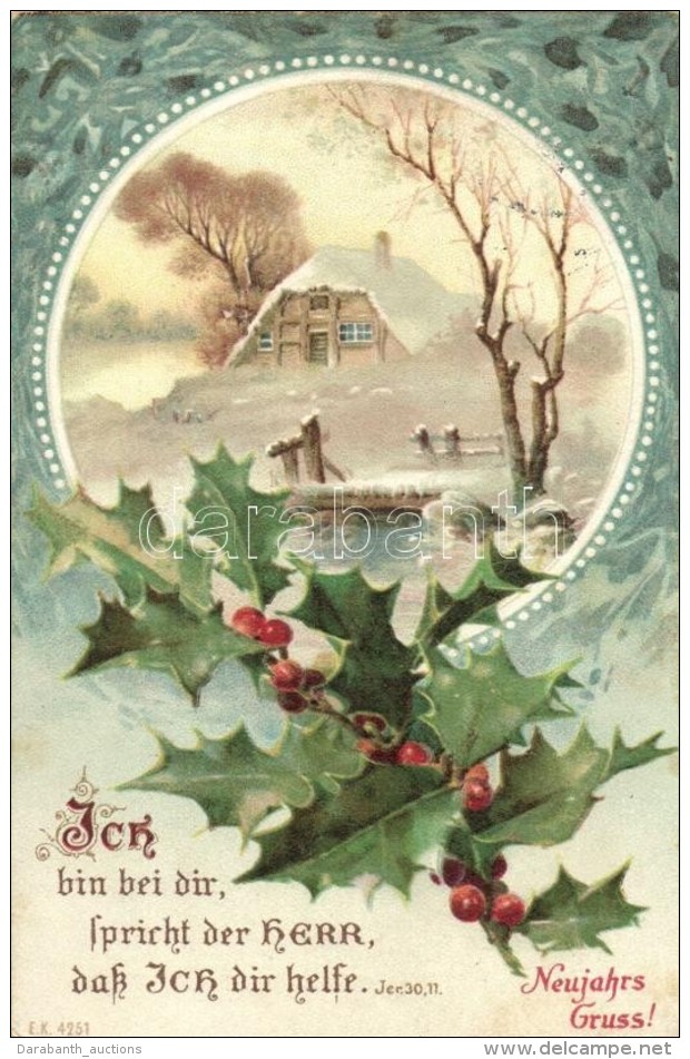 T2 New Year, Art Nouveau Litho Art Greeting Postcard - Unclassified