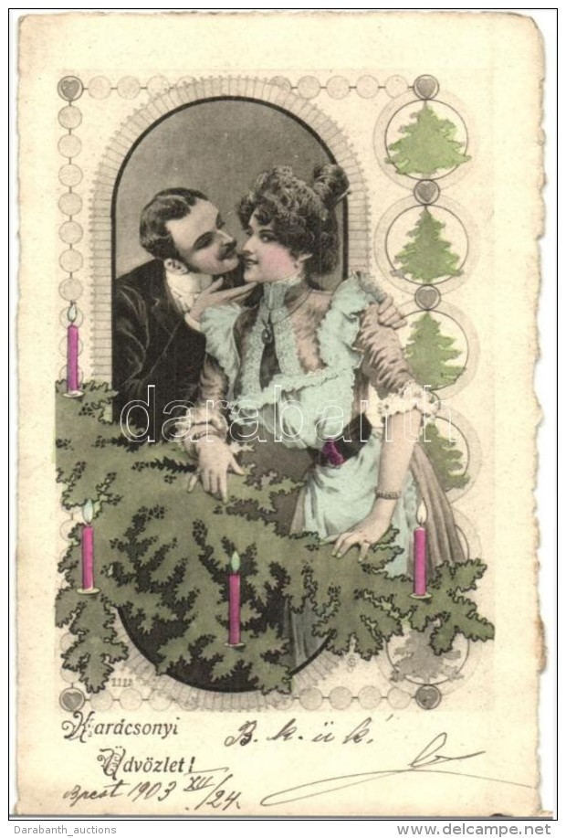 T2 Karácsonyi üdvözlet / Christmas Greeting Card, Couple, Art Nouveau - Zonder Classificatie