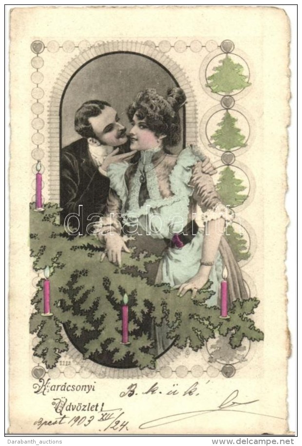 T2 Karácsonyi üdvözlet / Christmas Greeting Card, Couple, Art Nouveau - Sin Clasificación