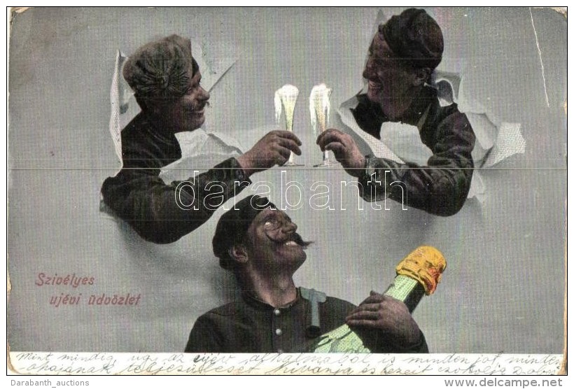 T4 Szívélyes Újévi üdvözlet / New Year Greeting Card, Chimney Sweepers (b) - Non Classés