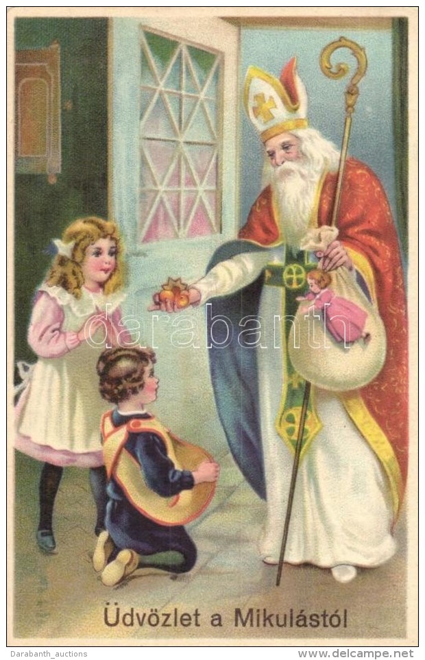 ** T2 'Üdvözlet A Mikulástól' / Saint Nicholas, Children, Greeting Card, Litho - Ohne Zuordnung