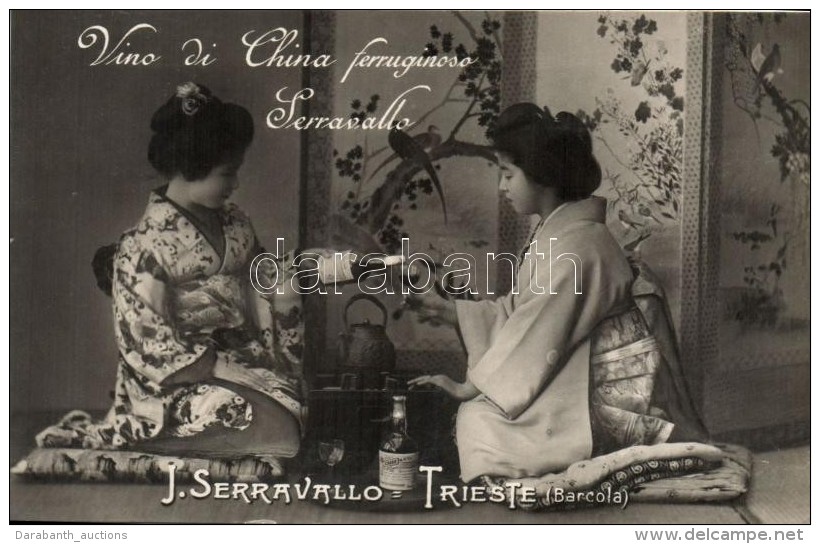 T2 'Vino Di China Ferruginoso Serravallo' / Chinese Wine Advertisment Of J. Serravallo, Japanese Geishas, Folklore - Ohne Zuordnung