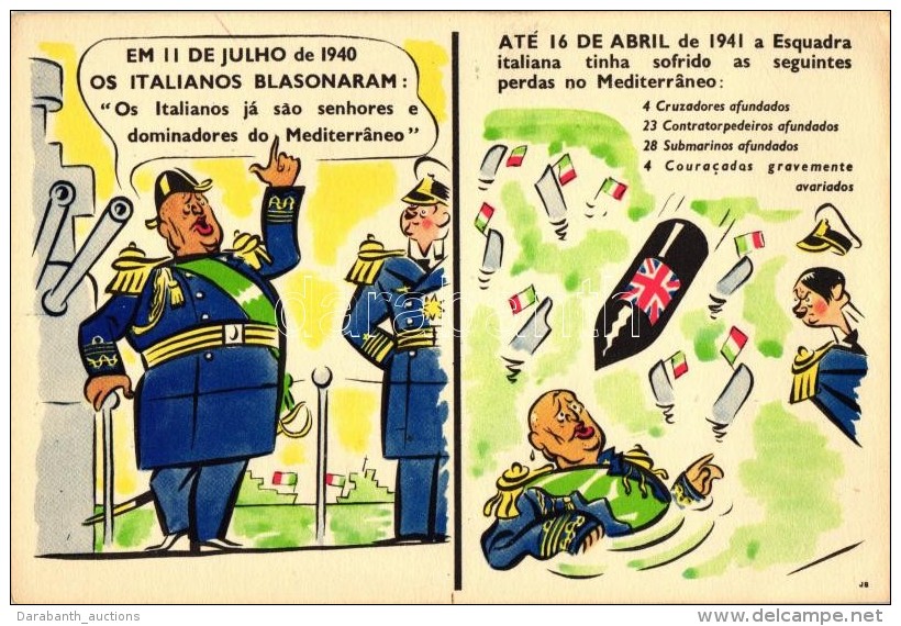 ** T1/T2 1941 Esquadra Italiana Tinha Sofrido As Seguintes Perdas No Mediterraneo / Anti-Italian Propaganda,... - Ohne Zuordnung