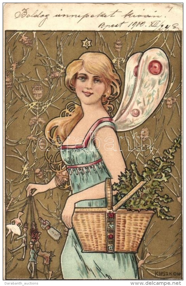 T2/T3 Art Nouveau Golden Litho Art Postcard S: Kieszkow (EK) - Sin Clasificación