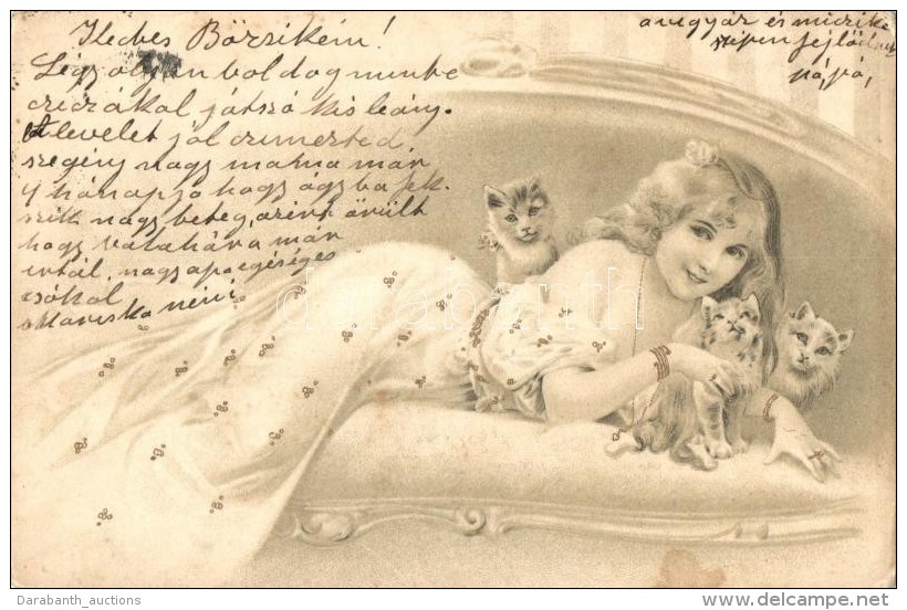 * T3 Lady With Cats, Litho (Rb) - Zonder Classificatie