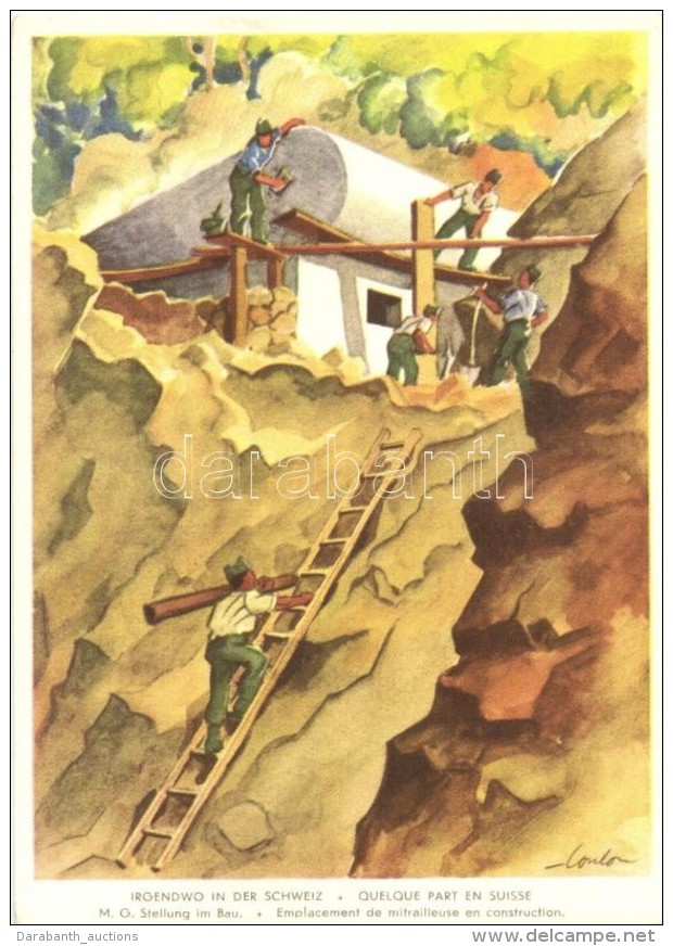 ** T2/T3 Irgendwo In Der Schweiz, M.G. Stellung Im Bau / WWII Swiss Military, Machinegun Position In Construction... - Ohne Zuordnung