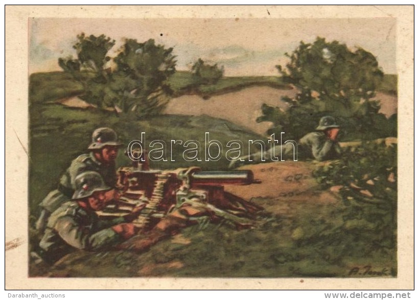 ** T2/T3 M.G. In Feuerstellung, Die Postkarte Des Heeres No. 2 / Machine Gun In Firing Position, Postcards Of The... - Sin Clasificación