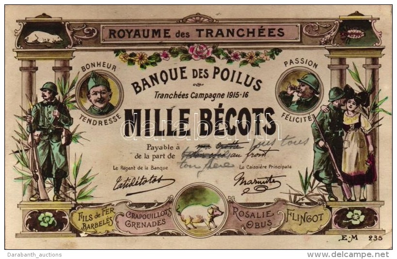 * T2/T3 Banque Des Poilus; Mille Bécots; Royaume Des Tranchées / WWI French Military, Bank Note (EK) - Non Classés