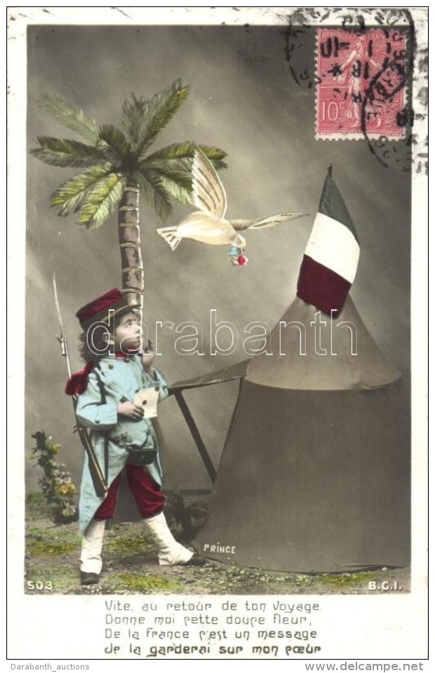 T2 'Vite, Au Retour De Ton Voyage...' / Boy In French Soldier Uniform, Tent, Dove, Palm Tree, WWI - Ohne Zuordnung