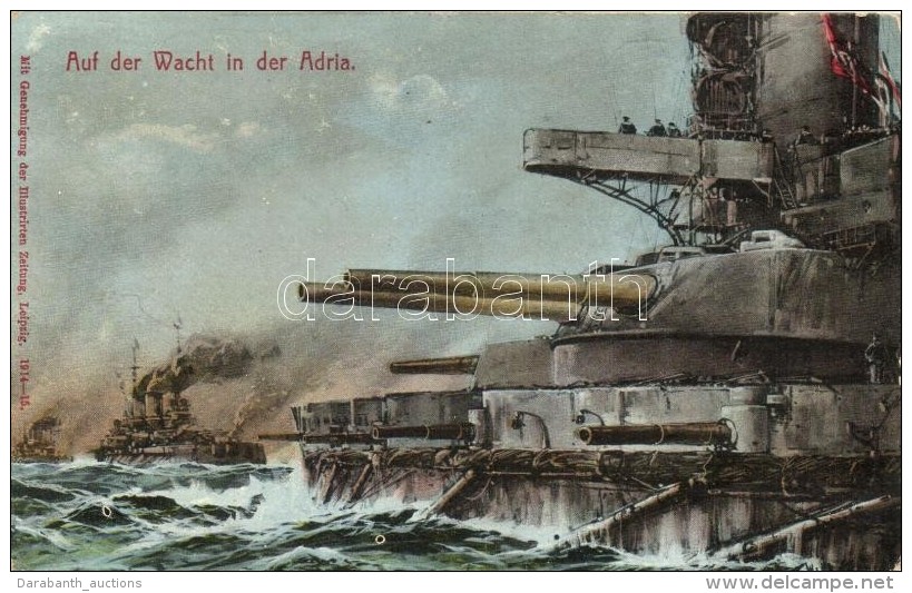 ** T3/T4 Auf Der Wacht In Der Adria / WWI K.u.K. Navy, Battleship, Guns S: Willy Stöwer (Rb) - Ohne Zuordnung