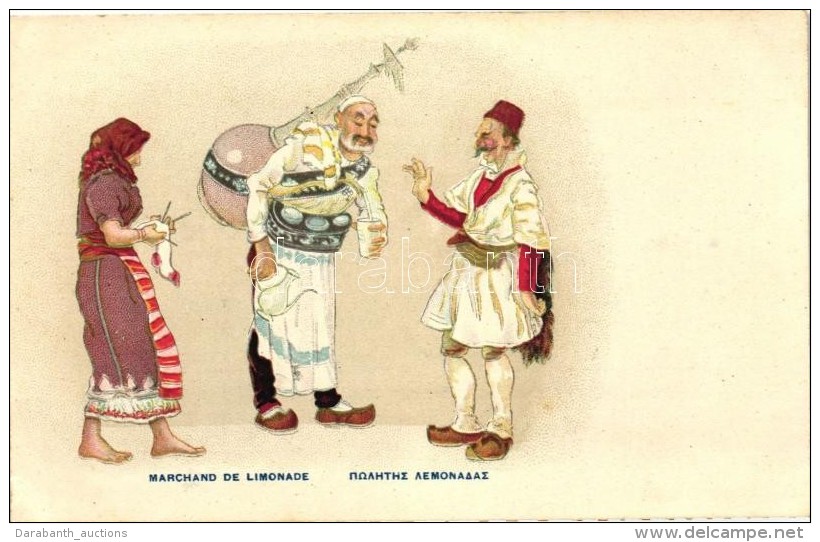 * T2/T3 Marchand De Limonade / Lemonade Vendor, Greek Folklore, Litho - Ohne Zuordnung