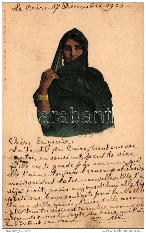 T2/T3 Egyptian Woman, Folklore Emb. Plentl Mary Mill Graz-Cairo No. 309. - Non Classés