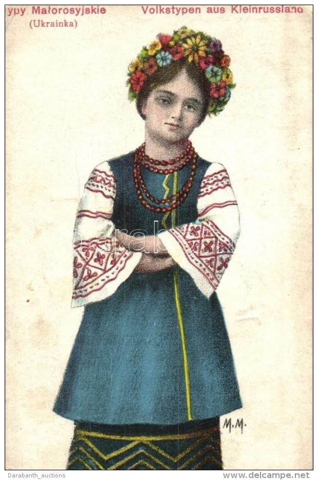 * T4 Volkstypen Aus Kleinrussland / Ukrainian Folklore, Woman In National Costume S: M.M. (r) - Ohne Zuordnung