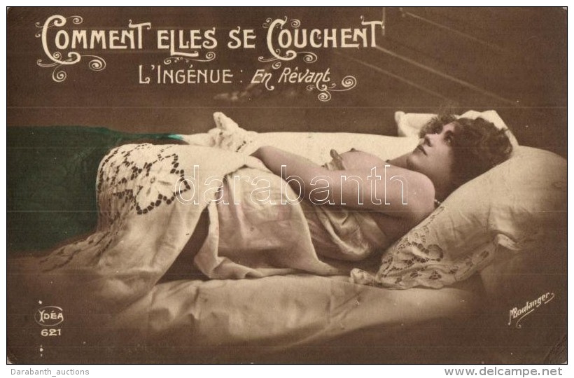 * T2/T3 'Comment Elles Se Couchent, L'ingenue: En Révant' Erotic Postcard With Lady In Bed, Idéa 621... - Non Classés