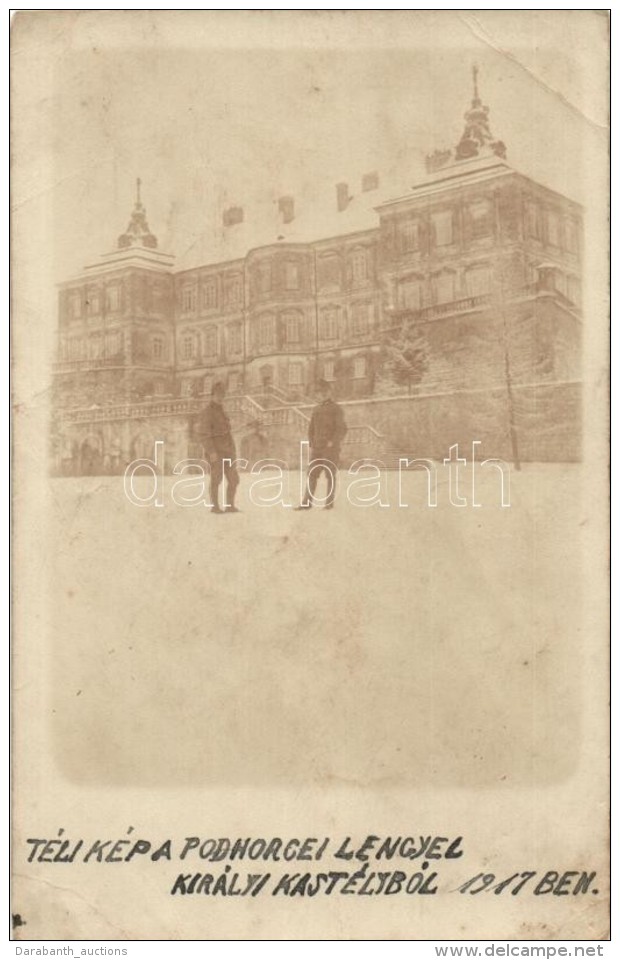 * T3/T4 1917 Pidhirtsi, Podhorce; Castle With Soldiers, Photo  (fa) - Unclassified