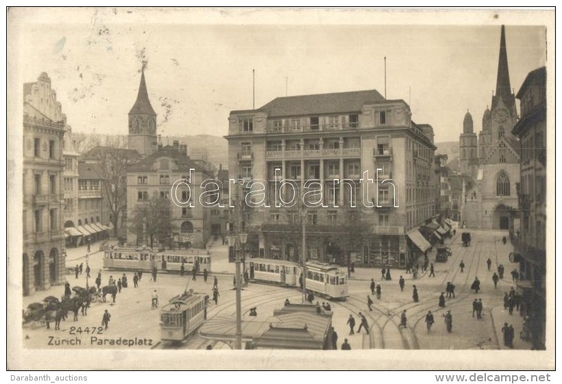 T2/T3 Zürich, Paradeplatz / Square, Trams, Church (fl) - Zonder Classificatie