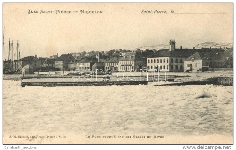 * T1/T2 Saint-Pierre Et Miquelon, Le Port Bloque Par Le Glaces En Hiver / Blocks Of Ice By The Port - Unclassified