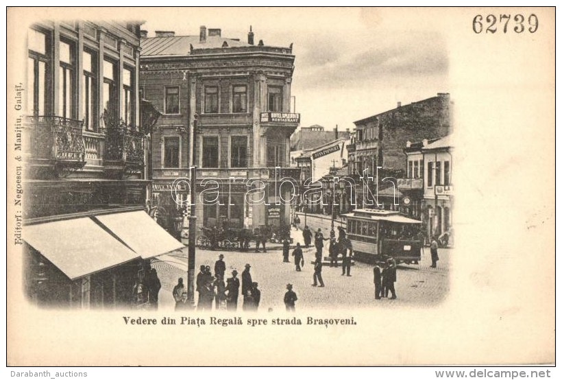 * T2 Galati (Galac), Vedere Din Piata Regala Spre Strada Brasoveni / Square, Street, Tram, Hotel, Shops - Zonder Classificatie