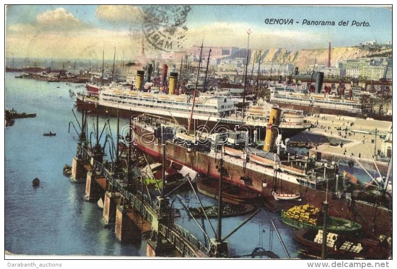 T2/T3 Genova, Panorama Del Porto / Port, Steamships (EK) - Non Classés