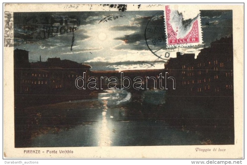 * T2 Firenze, Florence; Ponte Vecchio / Old Bridge At Night, TCV Card - Unclassified