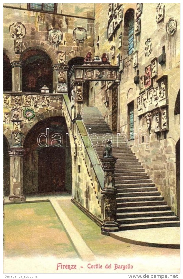 ** T2/T3 Firenze, Florence; Cortile Del Bargello, Litho - Ohne Zuordnung