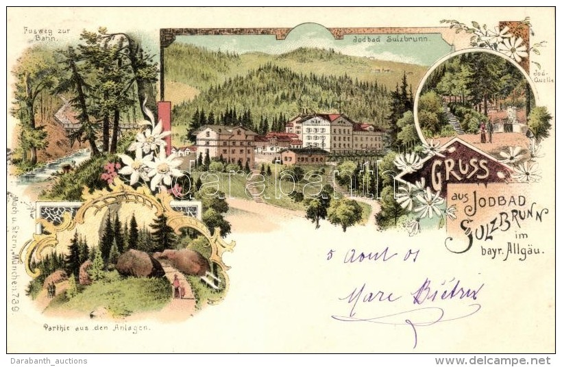 T2 Sulzbrunn Im Bayr. Allgau, Jodbad / Spa, Floral Litho - Zonder Classificatie