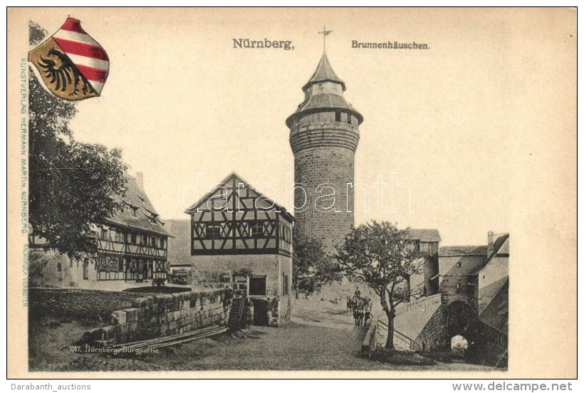 ** T1/T2 Nürnberg, Brunnenhäuschen, Kunstverlag Hermann Martin / Castle Area, Coat Of Arms Emb. - Zonder Classificatie
