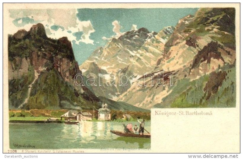 * T2/T3 1899 Königsee, St. Bartholomae, Stucker's Kunstanstalt 7108. Litho, Artist Signed (Rb) - Non Classés