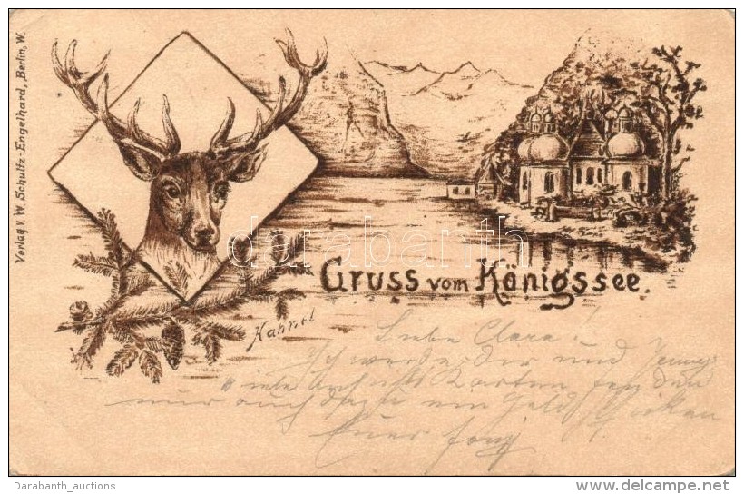 T2/T3 1898 Königsee, Deer, Verlag Von W. Schulz-Engelhardt, Litho Art Postcard S: Hannel (EK) - Sin Clasificación