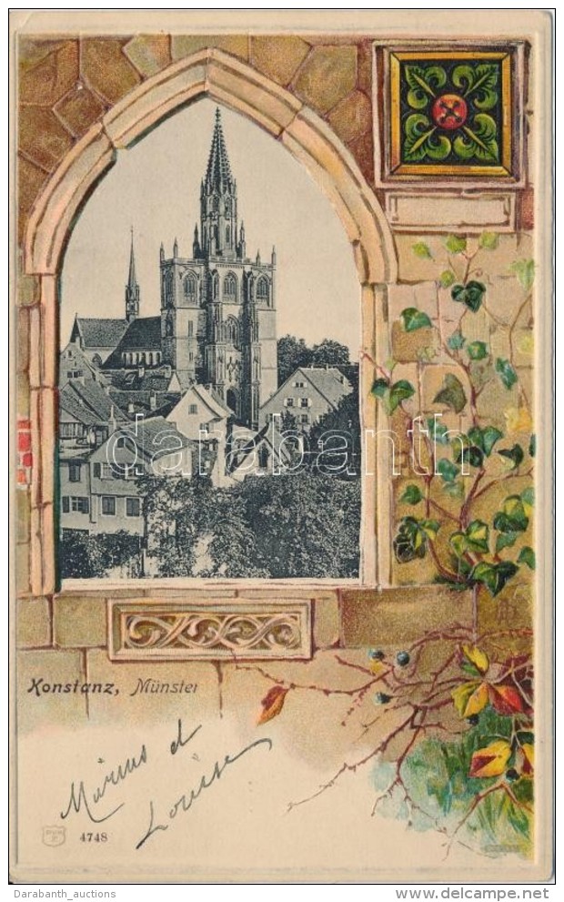 T2/T3 Konstanz, Münster / Abbey, Emb. Floral Litho (EK) - Zonder Classificatie