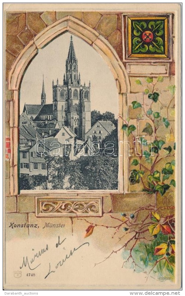 T2/T3 Konstanz, Münster / Abbey, Emb. Floral Litho (EK) - Ohne Zuordnung