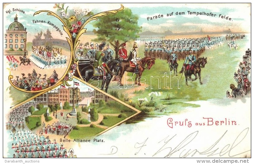 T2/T3 Berlin, Parade Auf Dem Tempelhofer Felde / Military Parade, Litho - Non Classés