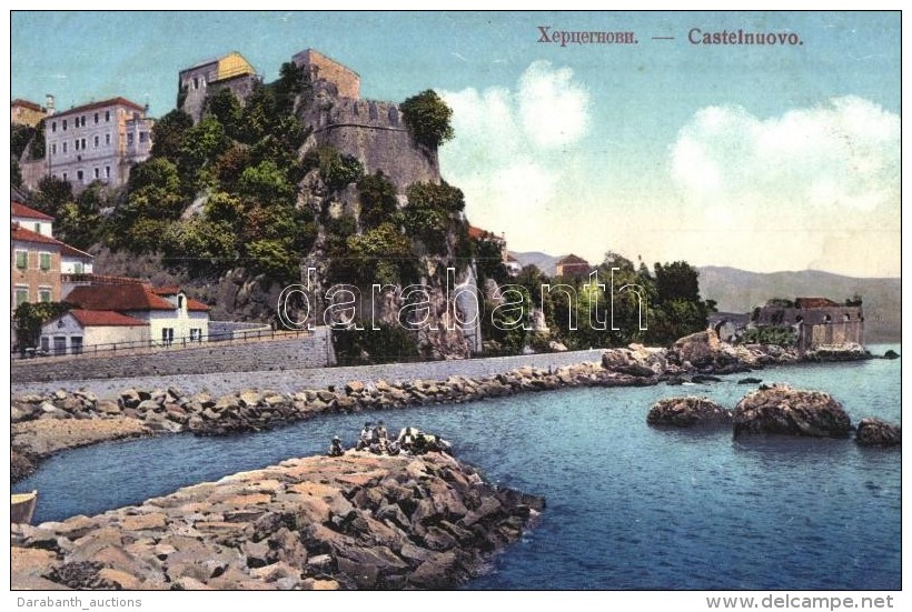 ** T1/T2 Herceg Novi, Castelnuovo; Seashore. Castle, Verlag Milos L. Popovic - Non Classés