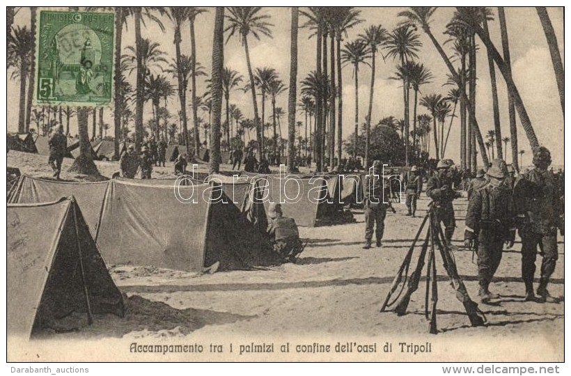 * T2 Tripoli (Italiana) Accampamento Tra I Palmizi Al Confine Dell'oasi / Camp Of Italian Colonial Troops - Non Classés