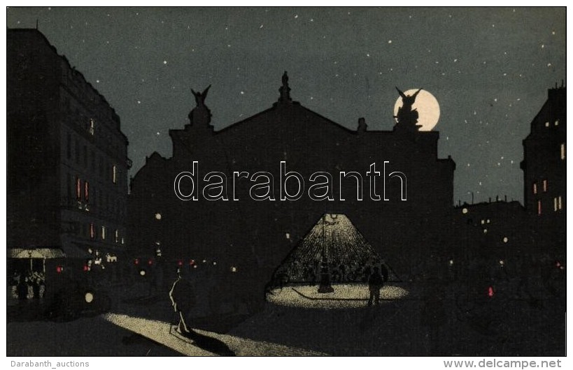 ** T1/T2 Paris Dans Les Tenebres, La Place De L'Opera á 9 Heures / The Opera House At Night, Litho - Unclassified