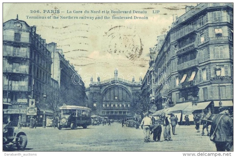 T2/T3 Paris, La Gare Du Nord, Boulevard Denaiu, Cartes Postales / Railway Station, Boulevard, Autobus (EK) - Zonder Classificatie