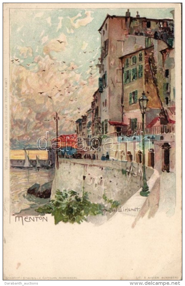 ** T3 Menton, Carte Postale Artistique De Velten No. 471., Litho S: Manuel Wielandt (EB) - Non Classés