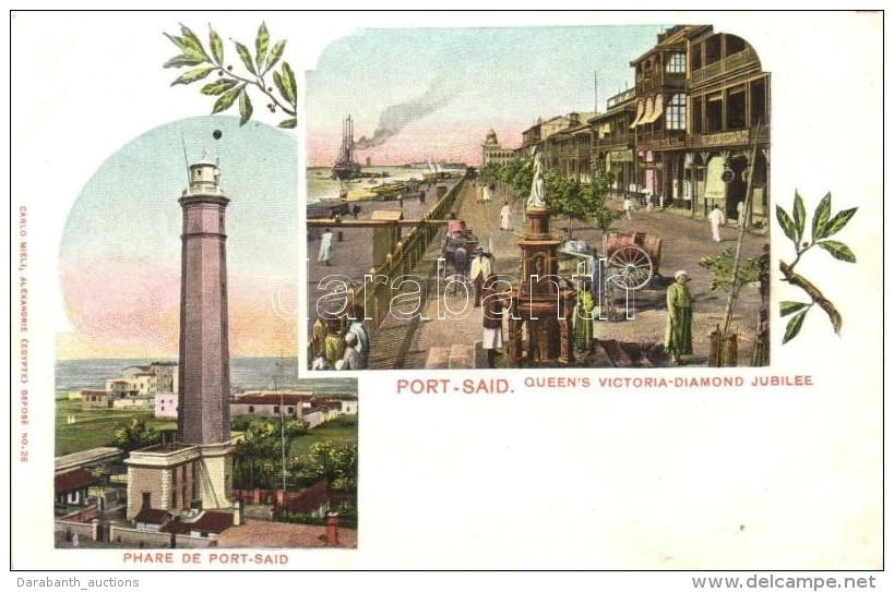 ** T1/T2 Port Said, Queen Victoria's Diamond Jubilee, Art Nouveau; Carlo Mieli No. 28 - Unclassified