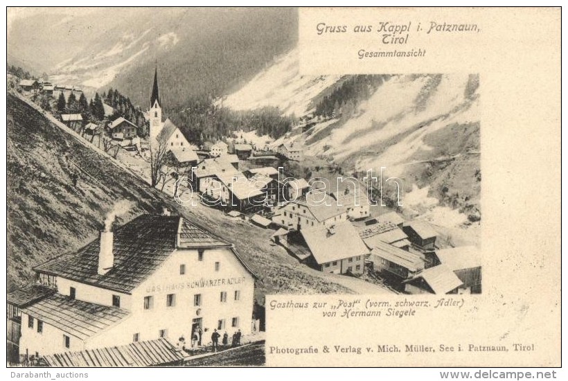 T2/T3 Kappl I. Patznaun (Paznaun), Tyrol; Gasthaus Schwarzer Adler Zur Post Von Hermann Siegele (EK) - Ohne Zuordnung