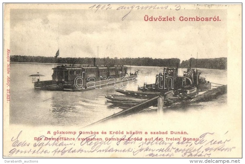 T2 Gombos, Bogojevo; GÅ‘zkomp A Szabad Dunán, Kiadja Schön Adolf / Steam Ferry - Non Classés