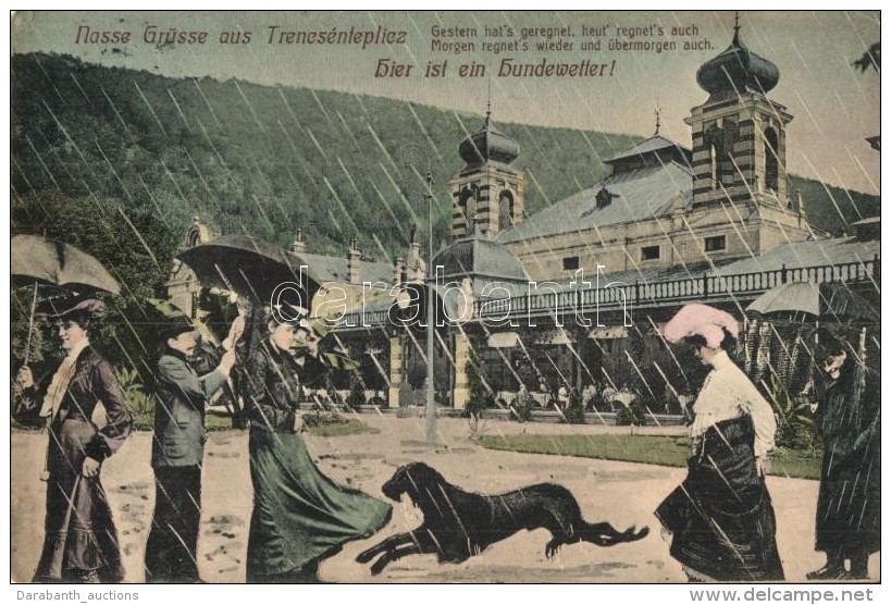 * T3/T4 Trencsénteplic, Trencianske Teplice; 'Hier Ist Ein Hundewetter!', Gyógyterem, Wertheim... - Non Classés