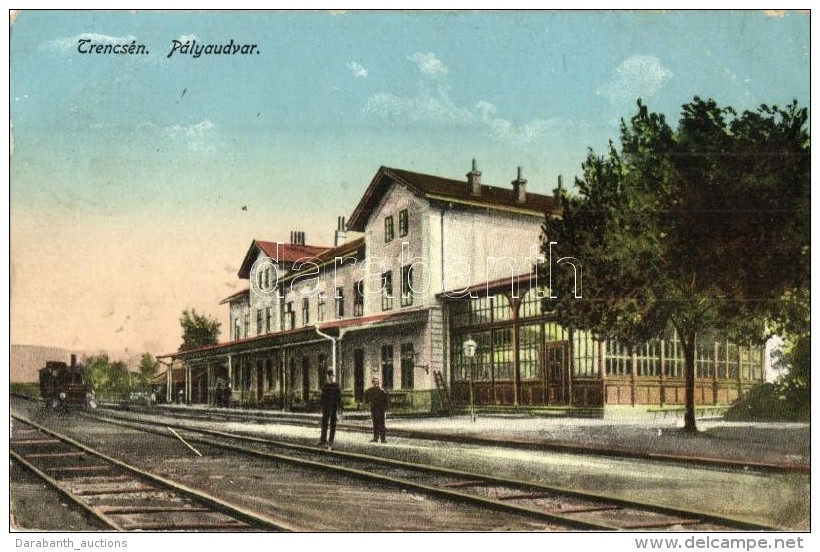 T2 Trencsén, Trencín; Vasútállomás, GÅ‘zmozdony / Railway Station, Locomotive - Zonder Classificatie