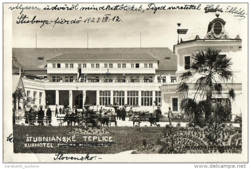 T3 1928 StubnyafürdÅ‘, Stubnianske Teplice; FürdÅ‘, Hotel / Spa, Hotel, Photo (EB) - Zonder Classificatie