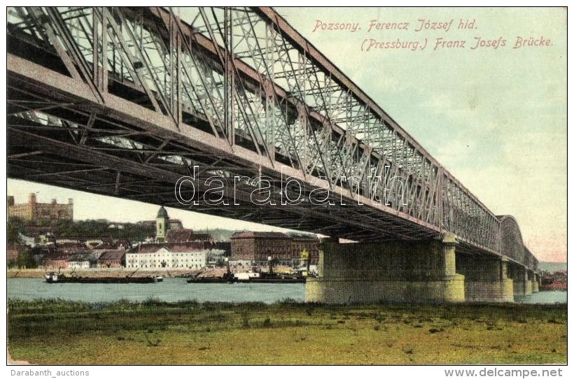 * T2/T3 Pozsony, Pressburg, Bratislava; Ferenc József Híd, Hátoldalon  / Railway Bridge (Rb) - Sin Clasificación