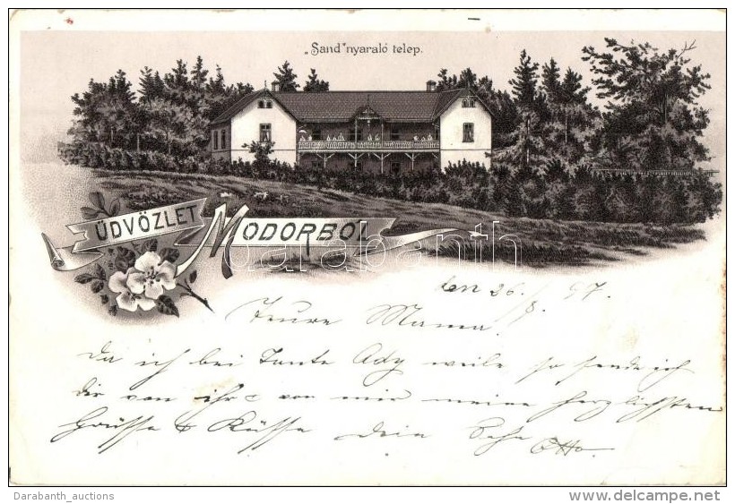 T2/T3 1897 Modor, Modra; 'Sand' Nyaralótelep / Villa, Floral, Litho (EK) - Non Classés